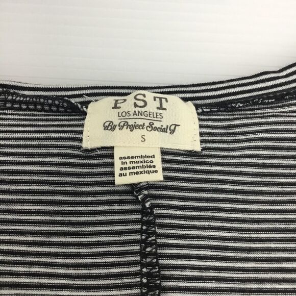 PST by Project Social T Striped V-Neck Pocket (D6) - Picture 7 of 7